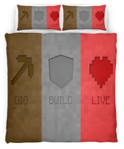 Housse De Couette Minecraft Dig Build Live Parure de lit Ensemble De Literie
