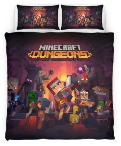 Housse De Couette Minecraft Dungeons – Tous les Personnages Parure de lit Ensemble De Literie