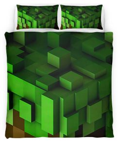 Housse De Couette Minecraft Bloc d’Herbe 2 Parure de lit Ensemble De Literie