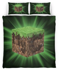 Housse De Couette Minecraft Bloc d’Herbe Parure de lit Ensemble De Literie