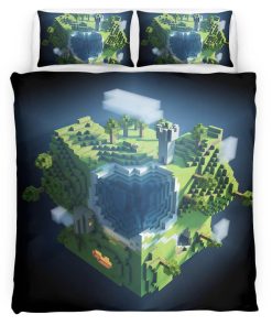 Housse De Couette Minecraft Biome Montagne – Planète Minecraft Parure de lit Ensemble De Literie