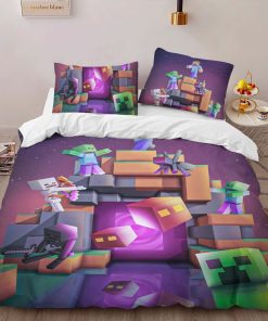Alternative view of Housse De Couette Minecraft Biome du Nether – Steve combat les ennemis Parure de lit Ensemble De Literie