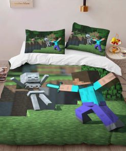 Alternative view of Housse De Couette Minecraft Steve combat les forces ennemies Parure de lit Ensemble De Literie