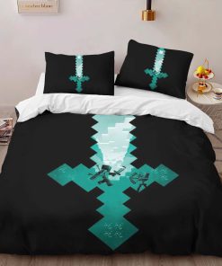 Alternative view of Housse De Couette Minecraft Steve Épée en Diamant 2 Parure de lit Ensemble De Literie