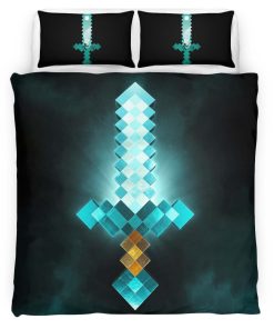Housse De Couette Minecraft Steve Épée en Diamant Parure de lit Ensemble De Literie