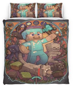 Housse De Couette Minecraft Steve et les personnages du jeu Parure de lit Ensemble De Literie