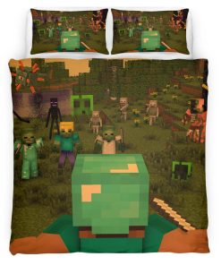 Housse De Couette Minecraft Steve combat les forces ennemies 2 Parure de lit Ensemble De Literie