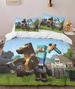 Alternative view of Housse De Couette Minecraft Steve chevauchant Herobrine avec une épée Parure de lit Ensemble De Literie