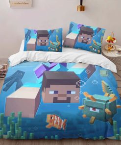 Alternative view of Housse De Couette Minecraft Steve sous l’Océan Parure de lit Ensemble De Literie