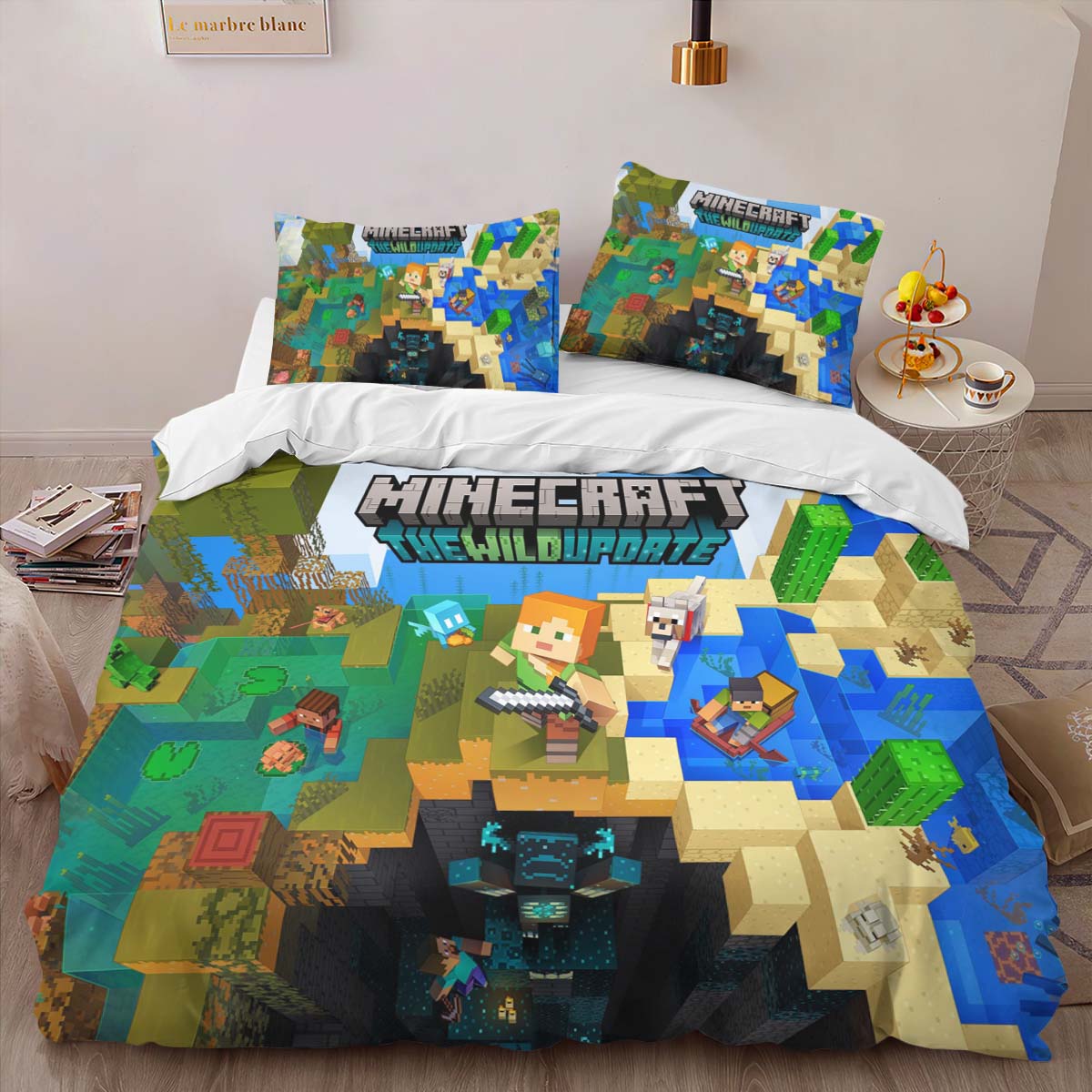 Housse De Couette Minecraft The Wild Update Parure de lit Ensemble De Literie – Image 2
