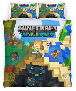 Housse De Couette Minecraft The Wild Update Parure de lit Ensemble De Literie