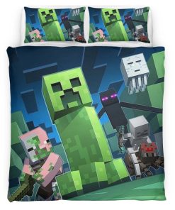 Housse De Couette Minecraft Méchants – Creeper, Araignée, Enderman Parure de lit Ensemble De Literie