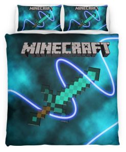 Housse De Couette Minecraft Arme Épée en Diamant 1001 Parure de lit Ensemble De Literie