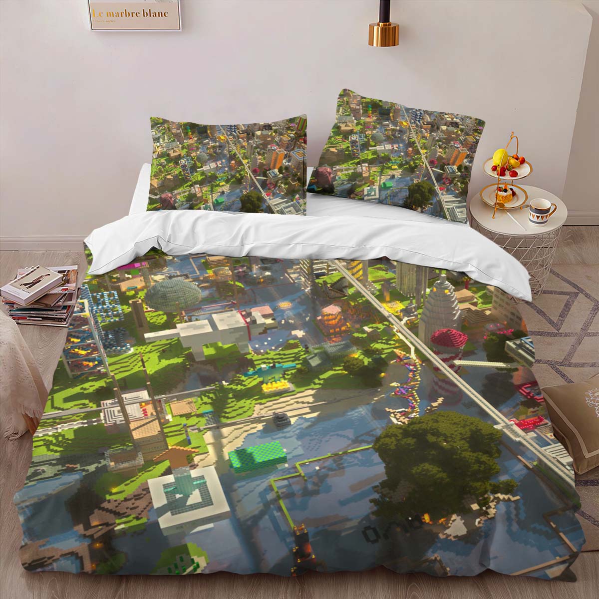 Housse De Couette Minecraft Monde 1 Parure de lit Ensemble De Literie – Image 2
