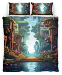 Housse De Couette Minecraft Monde – Arrière-plan Parure de lit Ensemble De Literie