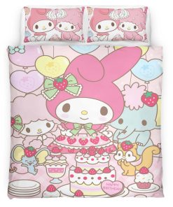 Housse De Couette My Melody & Hello Kitty Party 03 Parure de lit Ensemble De Literie