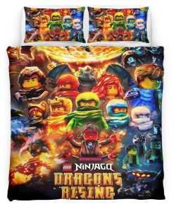 Housse De Couette Ninjago – Tous les Personnages Dragons Rising Parure de lit Ensemble De Literie