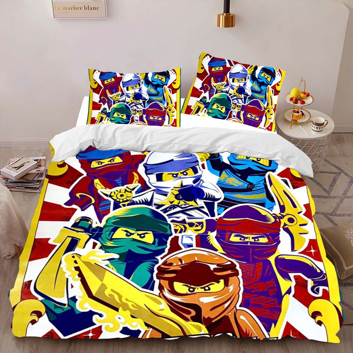 Housse De Couette Ninjago – Combat Maîtres du Spinjitzu Parure de lit Ensemble De Literie – Image 2