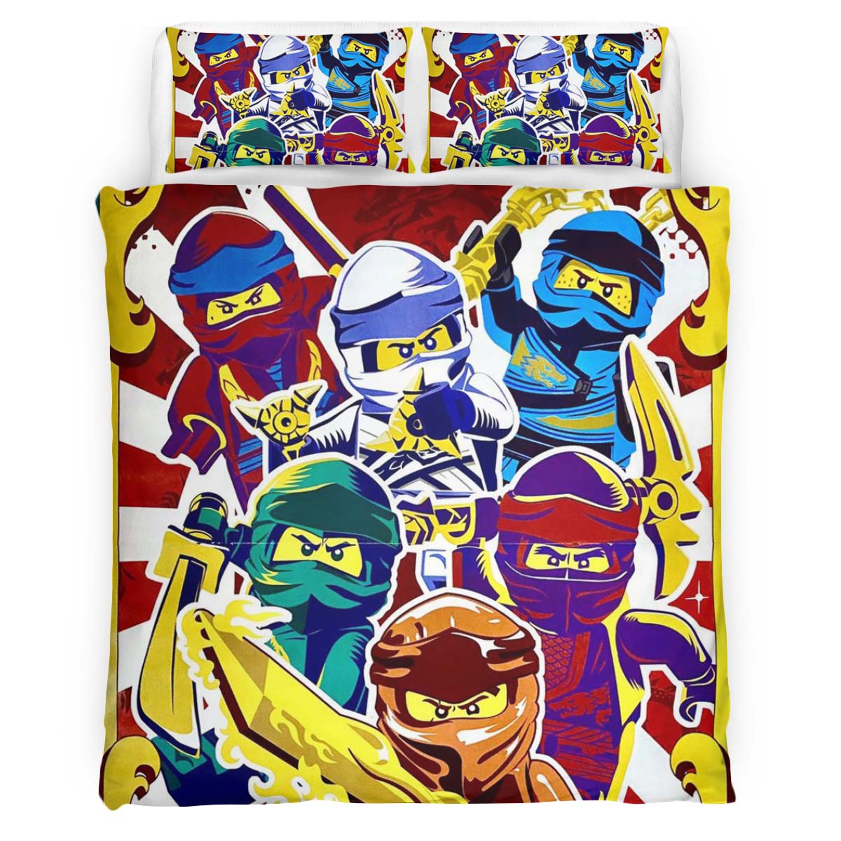Housse De Couette Ninjago – Combat Maîtres du Spinjitzu Parure de lit Ensemble De Literie
