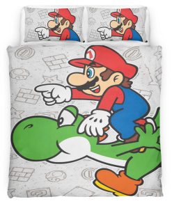 Housse De Couette Super Mario et Yoshi – Nintendo Parure de lit Ensemble De Literie