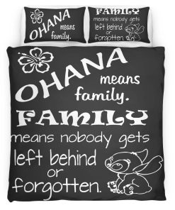 Housse De Couette « Ohana signifie famille, personne n’est laissé de côté » Lilo & Stitch Parure de lit Ensemble De Literie