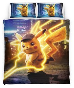 Housse De Couette Détective Pikachu 2 Parure de lit Ensemble De Literie