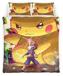 Housse De Couette Détective Pikachu 3 Parure de lit Ensemble De Literie