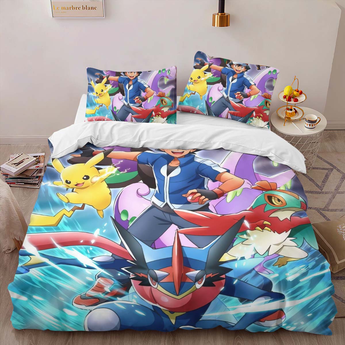 Housse De Couette Détective Pikachu – Tous les Personnages 1 Parure de lit Ensemble De Literie – Image 2