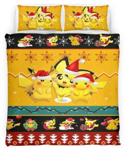 Housse De Couette Pikachu Pokémon Joyeux Noël Parure de lit Ensemble De Literie