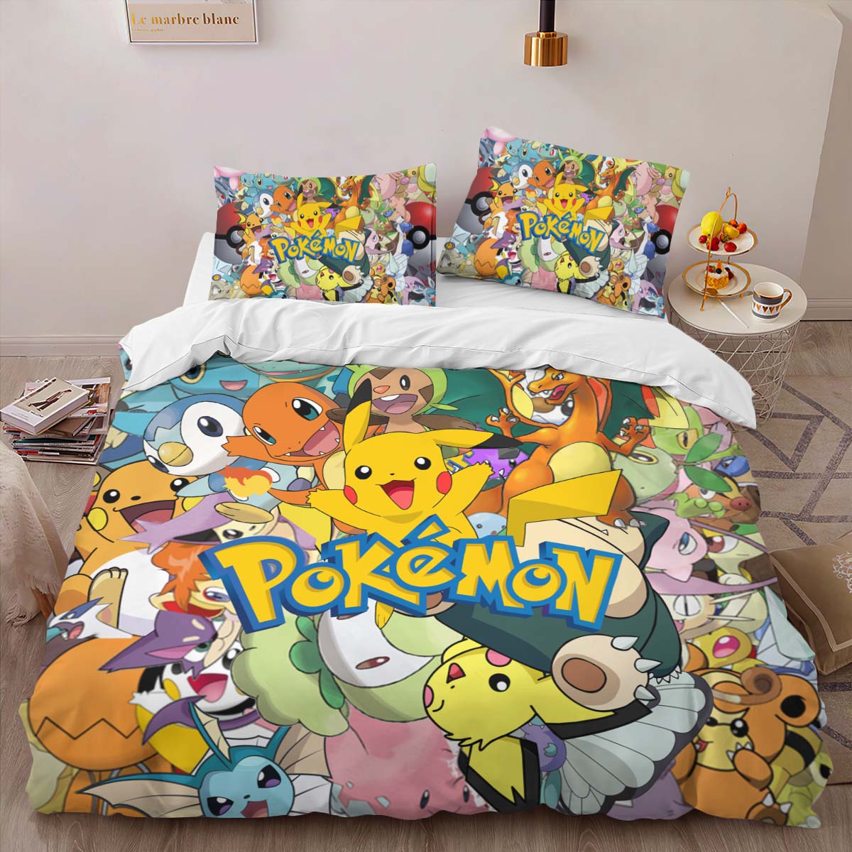 Housse De Couette Pokémon – Tous les Personnages Parure de lit Ensemble De Literie – Image 2