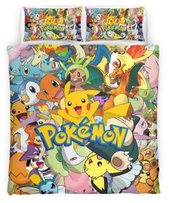 Housse De Couette Pokémon – Tous les Personnages Parure de lit Ensemble De Literie