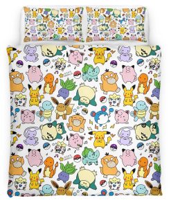 Housse De Couette Pokémon – Tous les Personnages 5 Parure de lit Ensemble De Literie