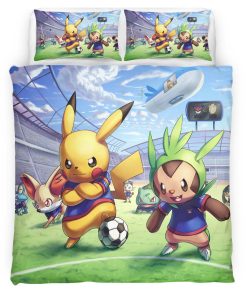 Housse De Couette Pikachu Football Pokémon 2 Parure de lit Ensemble De Literie