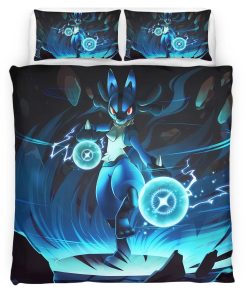 Housse De Couette Lucario « Roku » Pokémon Parure de lit Ensemble De Literie