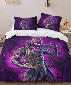 Alternative view of Housse De Couette Raven Violet Néon Fortnite Skin 07 Parure de lit Ensemble De Literie
