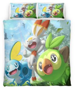 Housse De Couette Scorbunny, Grookey & Sobble Pokémon 2 Parure de lit Ensemble De Literie