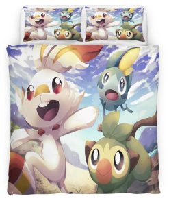 Housse De Couette Scorbunny, Grookey & Sobble Pokémon Parure de lit Ensemble De Literie