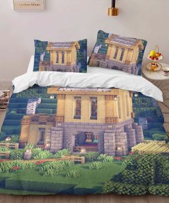 Alternative view of Housse De Couette Maison en Bouleau Simple dans Minecraft Parure de lit Ensemble De Literie