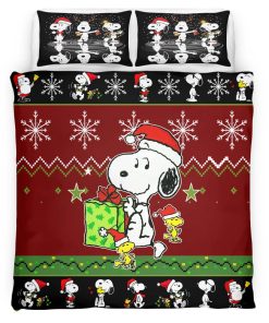 Housse De Couette Snoopy Noël Parure de lit Ensemble De Literie