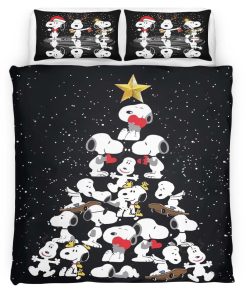 Housse De Couette Snoopy Sapin de Noël Parure de lit Ensemble De Literie