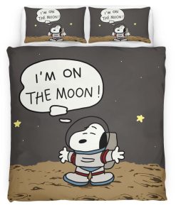 Housse De Couette Snoopy « I am on the moon » Parure de lit Ensemble De Literie