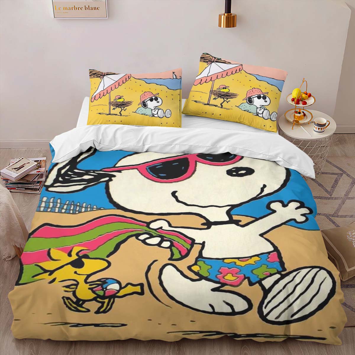 Housse De Couette Snoopy et Woodstock Fun d’été Parure de lit Ensemble De Literie – Image 2