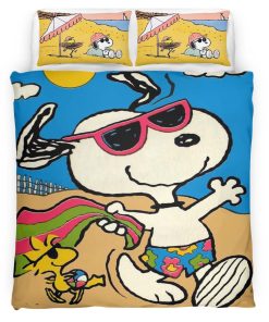 Housse De Couette Snoopy et Woodstock Fun d’été Parure de lit Ensemble De Literie
