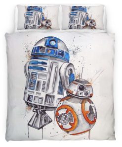 Housse De Couette Vaisseau Star Wars et Droïdes Parure de lit Ensemble De Literie