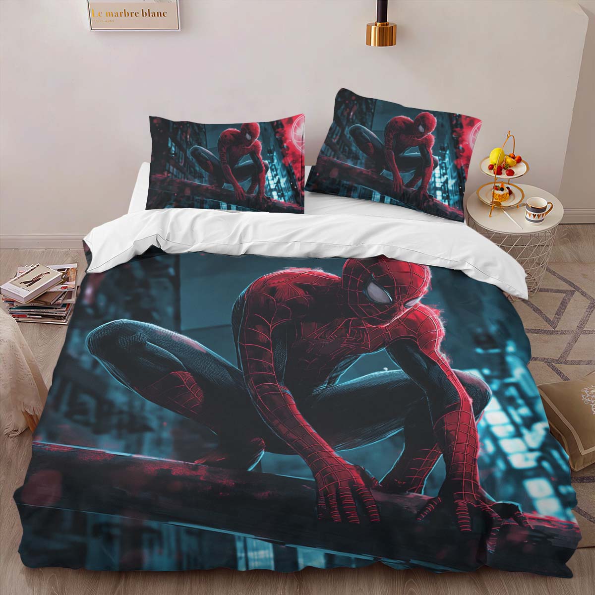 Housse De Couette Spider-Man en Ville Parure de lit Ensemble De Literie – Image 2