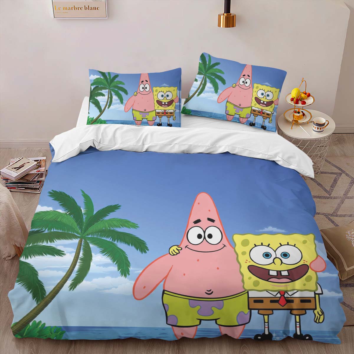 Housse De Couette Bob l’éponge et Patrick l’étoile de mer Parure de lit Ensemble De Literie – Image 2