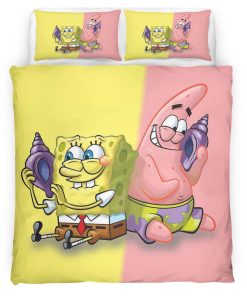Housse De Couette Bob l’éponge et Patrick l’étoile de mer 4 Parure de lit Ensemble De Literie