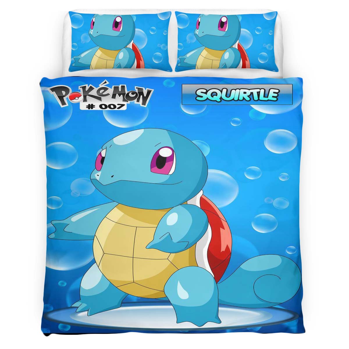 Housse De Couette Carapuce Pokémon 3 Parure de lit Ensemble De Literie