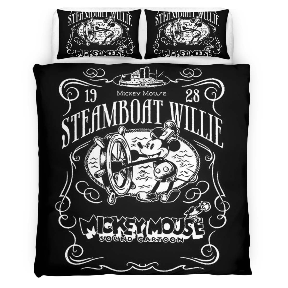 Housse De Couette Mickey Mouse Steamboat Willie 2 Parure de lit Ensemble De Literie