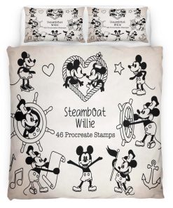 Housse De Couette Mickey Mouse Steamboat Willie Parure de lit Ensemble De Literie